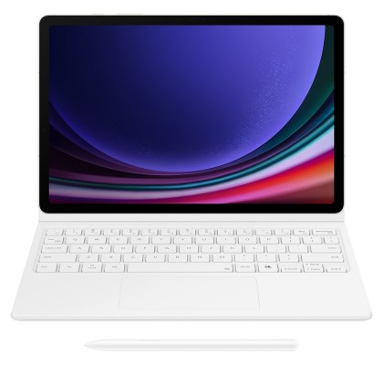 Husa Book Cover Keyboard pentru Galaxy Tab S9 | S9 FE, White